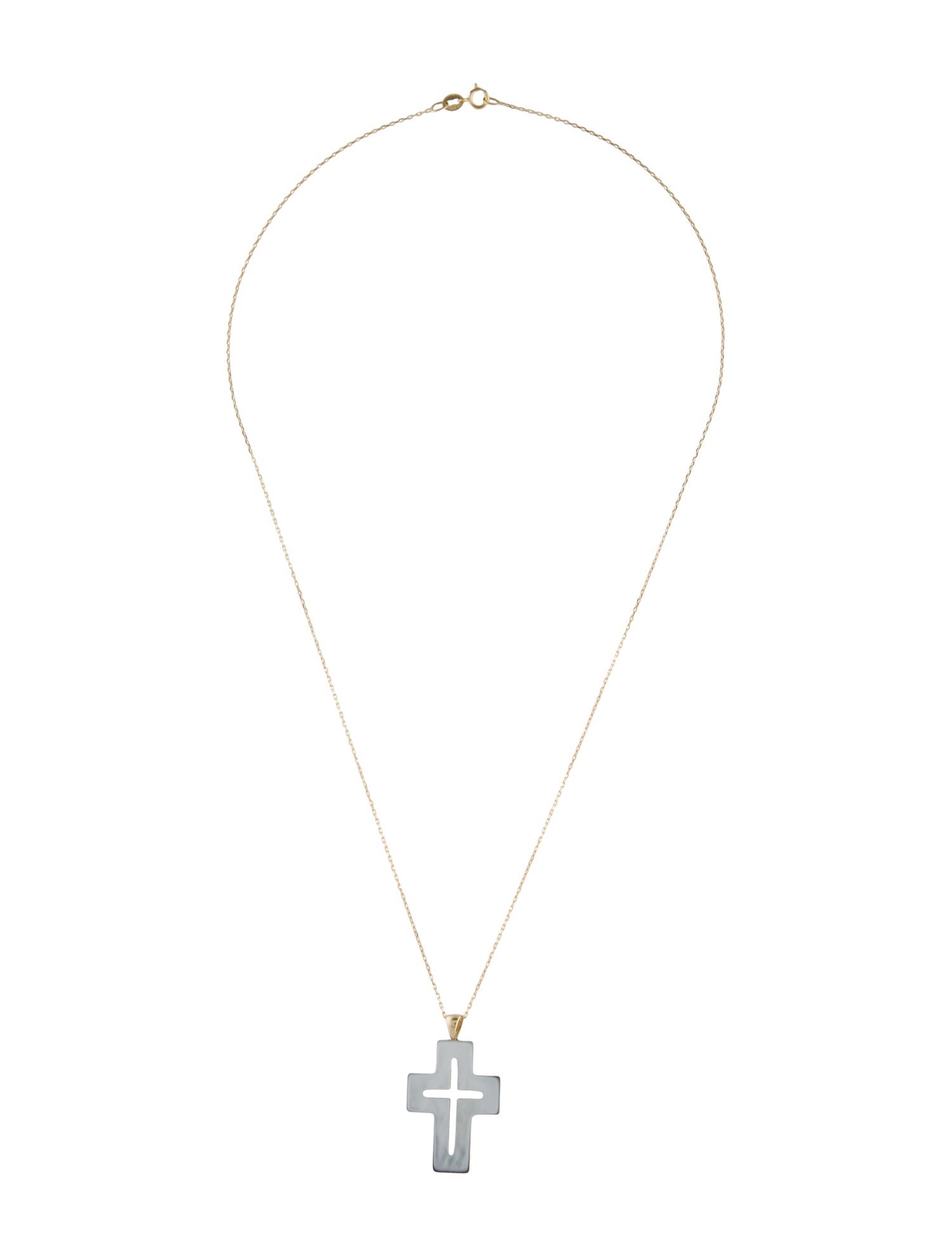 Necklace 14K Mother Of Pearl Cross Pendant Necklace
